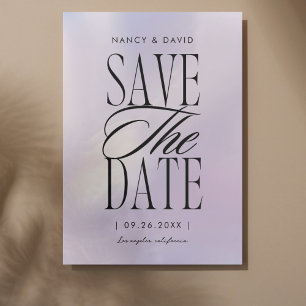 Holographic Script Typography Wedding Save The Date
