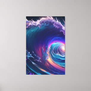 Holographic sea wave Stretched Canvas Print
