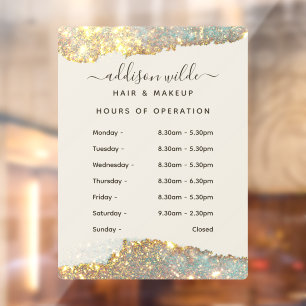 Holographic Signature Script Modern Business Hours Window Cling