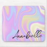 Holographic Signature Script Personalized Name Mouse Pad<br><div class="desc">Elegant Signature Script Personalized Name Mouse Pad. Custom name simple classy calligraphy typography design and holographic abstract colour background.</div>