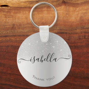 Holographic Silver Gray Ombre Glitter Rain Modern Keychain