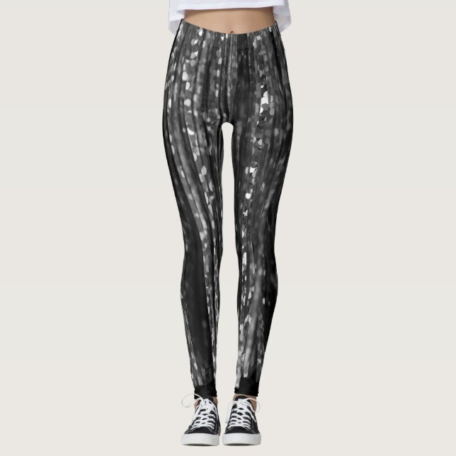 Holographic Silver Grey Tinsel Glam #1 #wall #art  Leggings (Front)