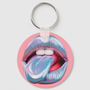 Holographic silver mouth keychain