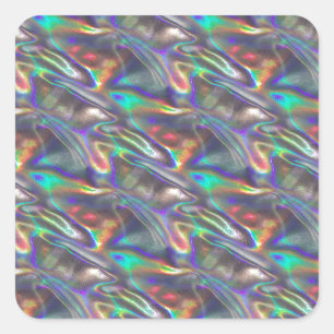 holographic silver square sticker