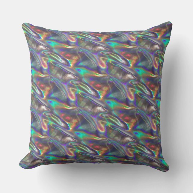 holographic silver throw pillow (Front)