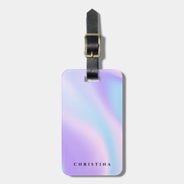 Holographic Simple Minimal Modern Elegant Custom Luggage Tag (Front Vertical)
