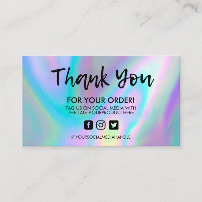 Holographic Social Media Salon Thank You Business Card (Front)