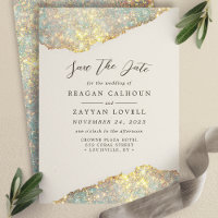 Holographic Sparkle Modern Glitter Save The Date