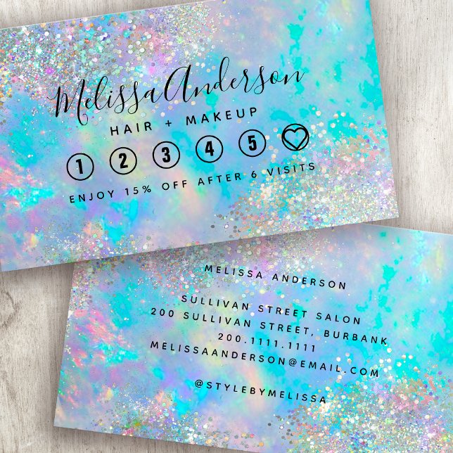 Holographic Sparkle Opal Iridescent Business Loyalty Card (Creator Uploaded)