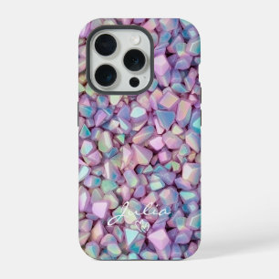 Holographic Stones Pattern Personalized iPhone 15 Pro Case