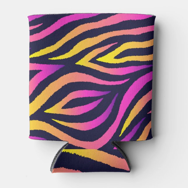 Holographic stripes, seamless futuristic pattern. can cooler (Front)