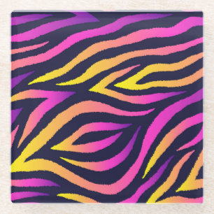 Holographic stripes, seamless futuristic pattern. glass coaster