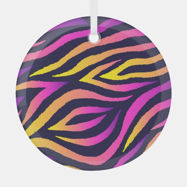 Holographic stripes, seamless futuristic pattern. glass ornament (Front)
