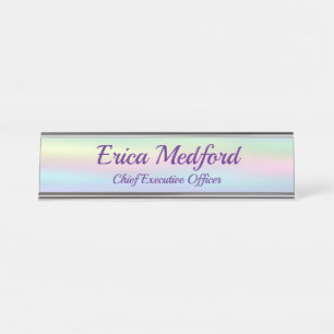 Holographic Style  Unicorn Colours Office Door Sig Desk Name Plate