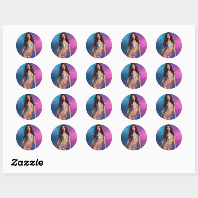Holographic Swimsuit Model Classic Round Sticker (Sheet)