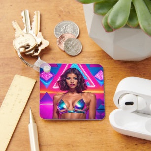 Holographic Swimsuit Model Keychain