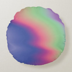 Holographic texture with colourful stains. Psyched Round Pillow