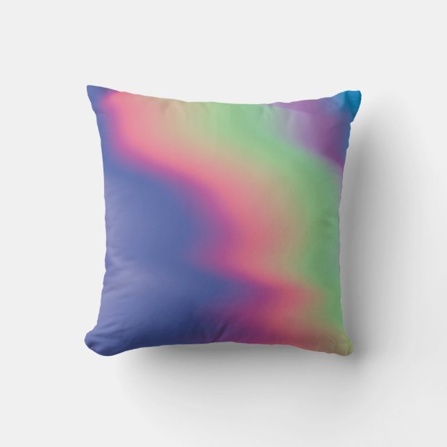 Holographic texture with colourful stains. Psyched Throw Pillow (Front)
