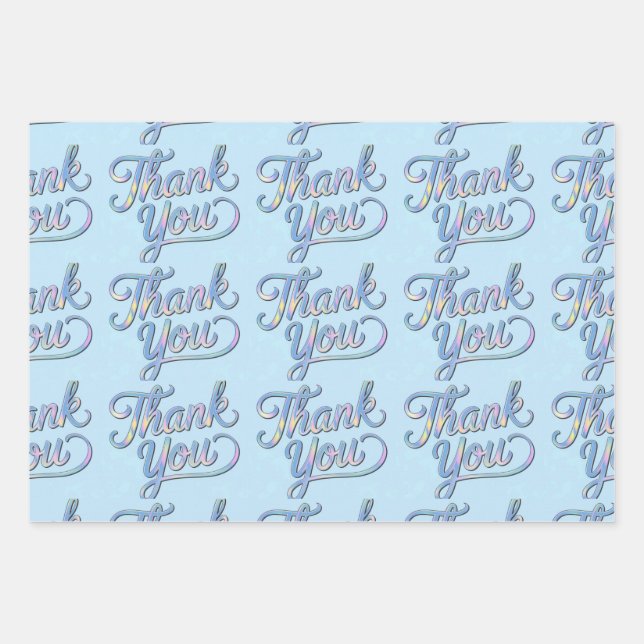 Holographic Thank You Script Wrapping Paper (Front)