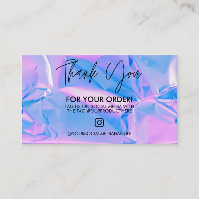 Holographic Thank You Trendy Salon Business Card (Front)