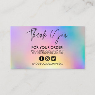 Holographic Thank You Trendy Salon Business Card