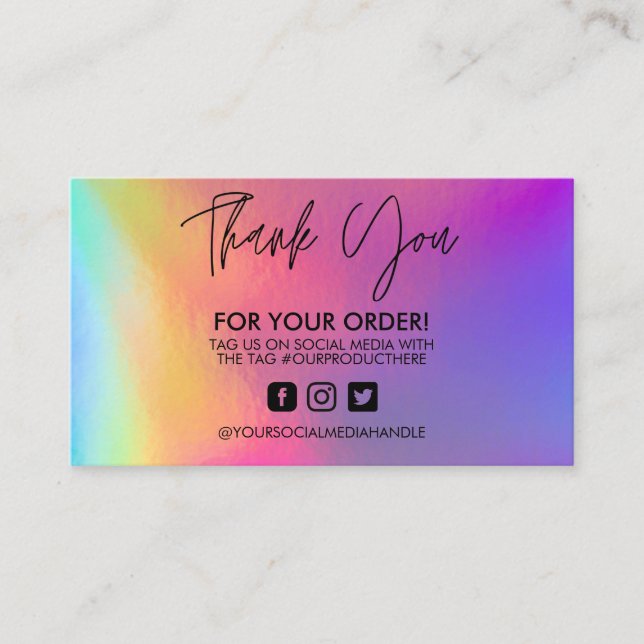 Holographic Thank You Trendy Salon Business Card (Front)