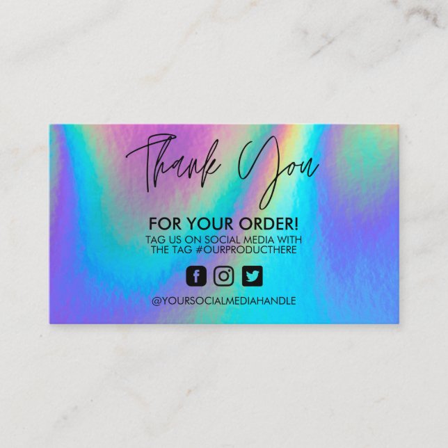 Holographic Thank You Trendy Salon Business Card (Front)