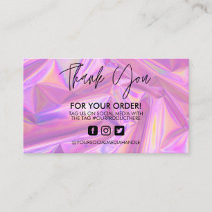 Holographic Thank You Trendy Salon Business Card