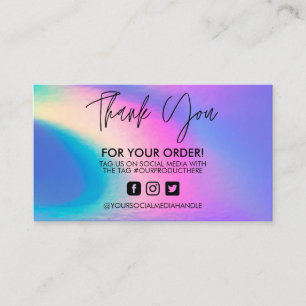 Holographic Thank You Trendy Salon Business Card