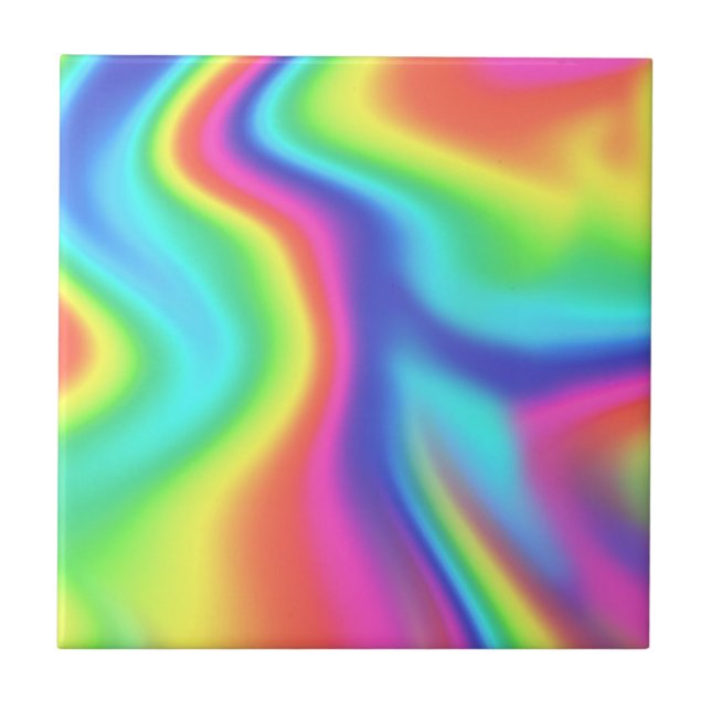 Holographic Tie Dye Ceramic Tile (Front)