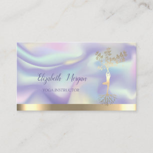 Holographic Tree Women Silhouette, Yoga Instructor Business Card
