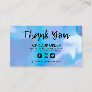 Holographic Trendy Salon Thank You Business Card