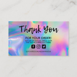 Holographic Trendy Salon Thank You Business Card