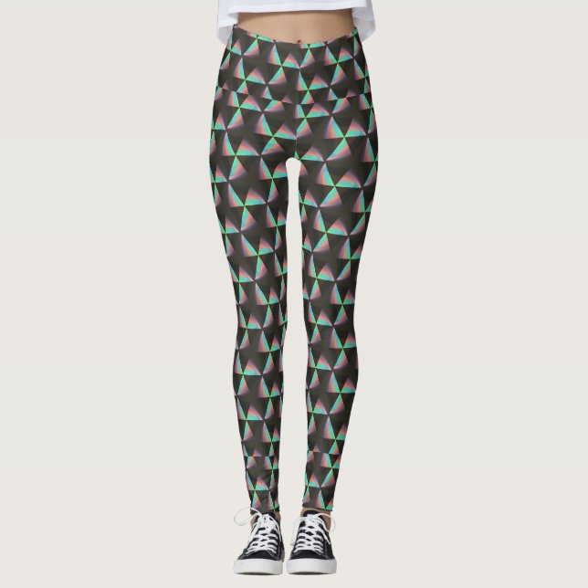 Holographic Triangle Pattern: Futuristic Prism Leggings (Front)