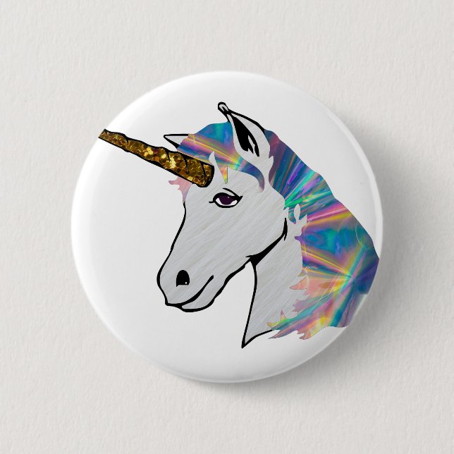 holographic unicorn 2 inch round button (Front)