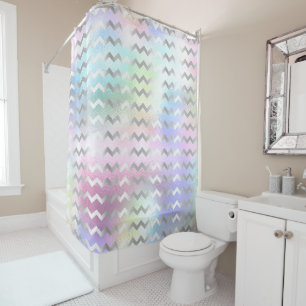 Holographic Unicorn Rainbow Pink Chevron Stripes
