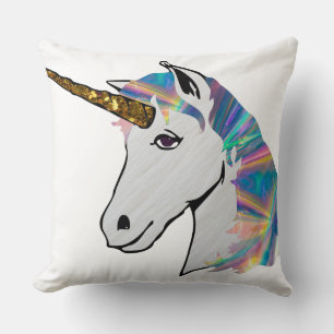holographic unicorn throw pillow