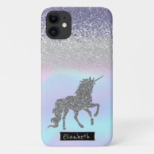 Holographic  Violet Diamonds, Glitter Unicorn iPhone 11 Case