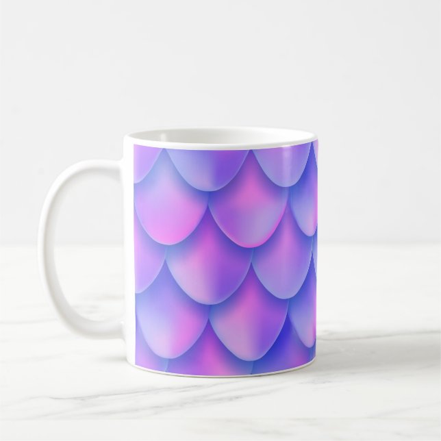 Holographic violet mermaid tail foil texture effec coffee mug (Left)