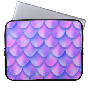 Holographic violet mermaid tail foil texture effec laptop sleeve