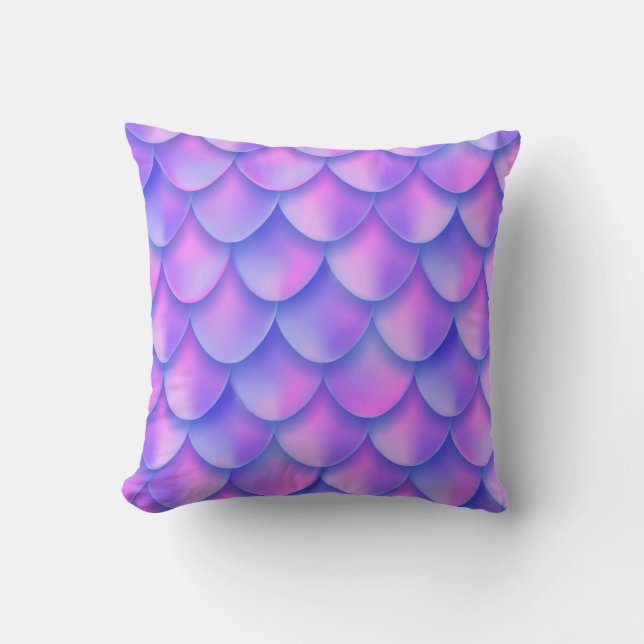 Holographic violet mermaid tail foil texture effec throw pillow (Front)