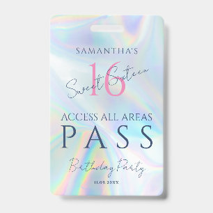 Holographic VIP Access 16th Birthday Invitation Badge