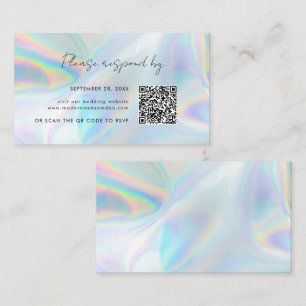 Holographic Wedding RSVP QR Code Enclosure Card