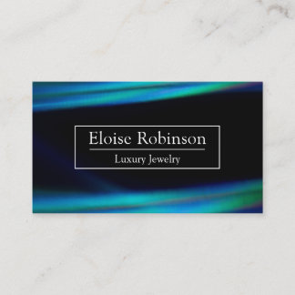 Holographique Bleu Noir Élégant Carte de visite