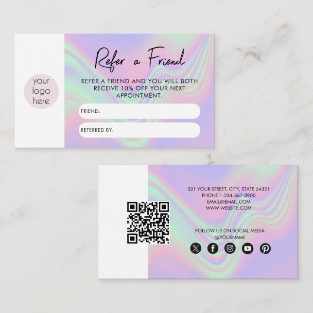 Holographique Entreprise Référer Une Carte De Réfé (Devant / Derrière)