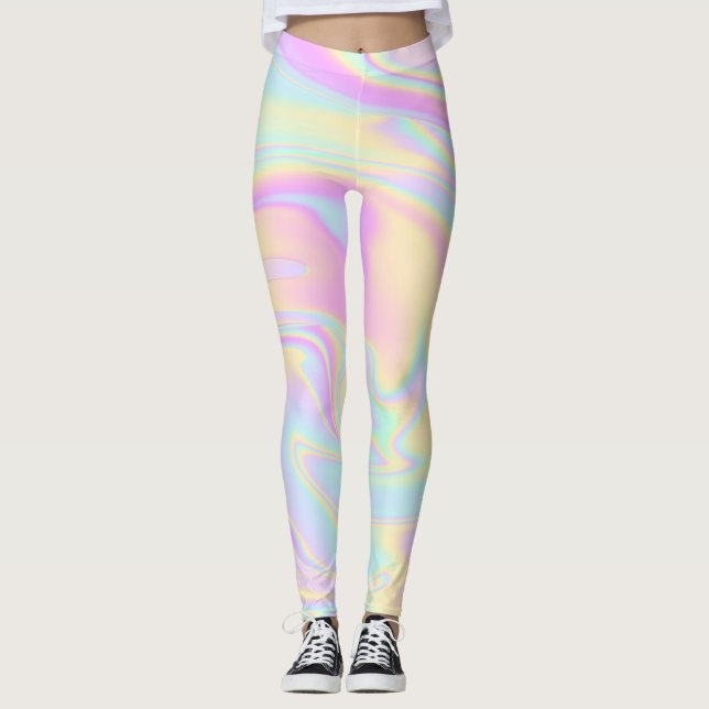 Holographique Iridescente Pastel Leggings arc-en-c (Devant)