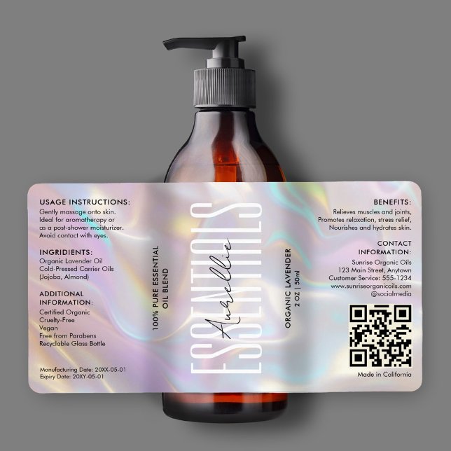 Holographique moderne Beauté Corps de bain cosméti (Modern Holographic Beauty Bath Body Cosmetic QR Label
)