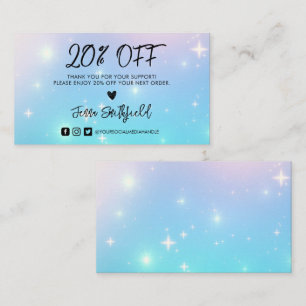 Holographique Stars Merci Carte de visite tendance