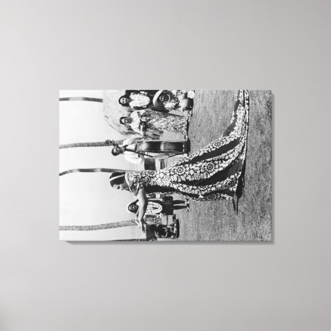 Holoku Hula Dancer with Band PhotographHawaii Canvas Print (Front)