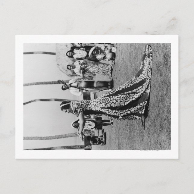 Holoku Hula Dancer with Band PhotographHawaii Postcard (Front)